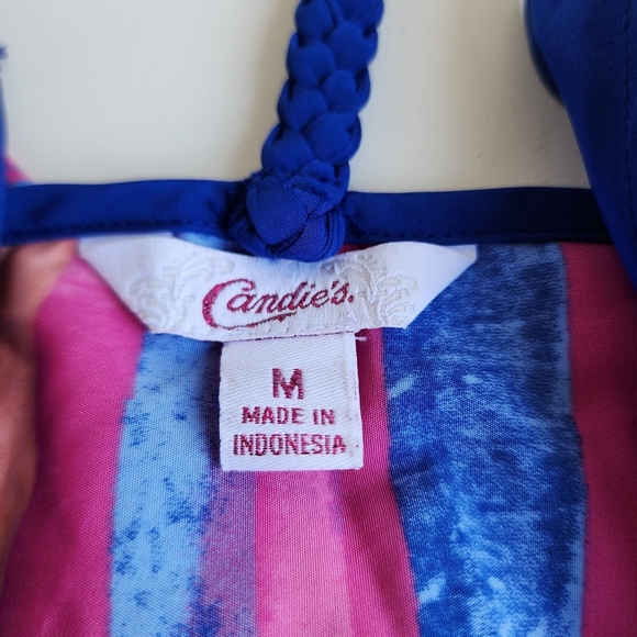 Candie's Tank Top Sleeveless Multicolor Floral Print Lightweight Assymetric Sz M - Picture 7 of 9